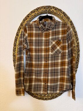 Fox Women’s Brown & Tan Plaid Button-Down Shirt